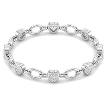 Afbeelding in Gallery-weergave laden, Labgekweekte diamanten hartarmband 3 karaat met ovale stationschakels 14k witgoud 7 inch
