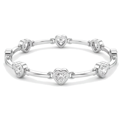 Diamanten hartarmband 4 karaat labgekweekt staafstation 14k Witgoud 7 inch