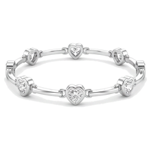 Afbeelding in Gallery-weergave laden, Diamanten hartarmband 4 karaat labgekweekt staafstation 14k Witgoud 7 inch
