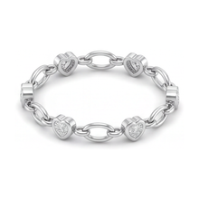 Afbeelding in Gallery-weergave laden, Labgekweekte diamanten hartarmband 3 karaat met ovale stationschakels 14k witgoud 7 inch
