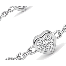 Afbeelding in Gallery-weergave laden, Diamanten hart station-armband 3 karaat labgekweekt lunette 14K witgoud 7 inch
