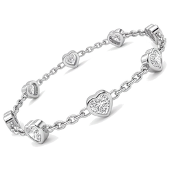 Diamanten hart station-armband 3 karaat labgekweekt lunette 14K witgoud 7 inch