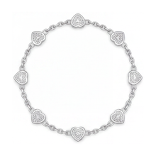 Afbeelding in Gallery-weergave laden, Diamanten hart station-armband 3 karaat labgekweekt lunette 14K witgoud 7 inch
