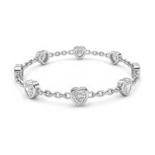Afbeelding in Gallery-weergave laden, Diamanten hart station-armband 3 karaat labgekweekt lunette 14K witgoud 7 inch
