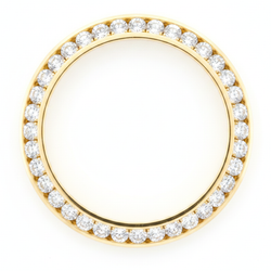 Diamanten Horlogelunette 1 Karaat 28 mm Geschikt voor Rolex Datejust Natuurlijk 14K Geelgoud Ronde Kanaalzetting