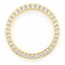 Diamanten horlogelunette 2 karaat 28 mm geschikt voor Rolex Datejust echt 14K geelgoud rond pavé