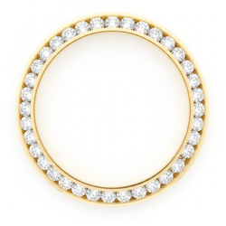 Diamanten horlogelunette 3 karaat 28 mm geschikt voor Rolex Datejust echt natuurlijk 14K geelgoud ronde railzetting