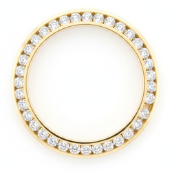 Diamanten horlogelunette 5 karaat 28 mm geschikt voor Rolex Datejust echt natuurlijk 14K geelgoud ronde railzetting