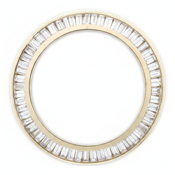 Dubbele rij baguette diamant horlogelunette 2,5 karaat 28 mm geschikt voor Rolex Datejust natuurlijk 14K geelgoud