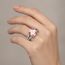 Afbeelding in Gallery-weergave laden, Antieke padparadscha saffier ring 3,3 karaat echte smaragd gespleten scheen 14k witgoud
