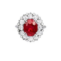 Ronde en Peervormige Diamanten met Robijn IGI GECERTIFICEERDE Ring 17.75 Ct Witgoud 14K