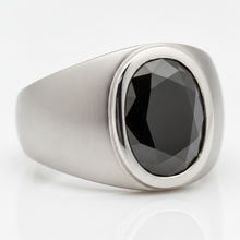 Afbeelding in Gallery-weergave laden, Zwarte Diamant Verlovingsring 3,79 Karaat Echte Ovale Fantasie Lunette Platina
