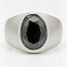 Afbeelding in Gallery-weergave laden, Zwarte Diamant Verlovingsring 3,79 Karaat Echte Ovale Fantasie Lunette Platina
