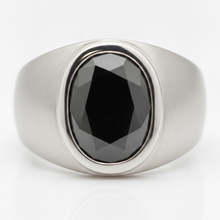 Afbeelding in Gallery-weergave laden, Zwarte Diamant Verlovingsring 3,79 Karaat Echte Ovale Fantasie Lunette Platina
