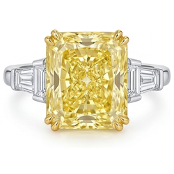 Fancy Gele Diamant Drie-Steen Ring – VVS 5 karaat Bicolor 14K