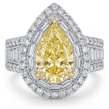 Afbeelding in Gallery-weergave laden, Halo Ring 14 Karaat Tweekleurig Goud met Fancy Gele Diamant – hoofdaanzicht
