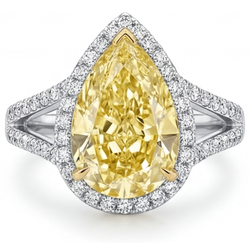 Fancy Gele Diamant VVS Halo Verlovingsring 3 karaat in 14 Karaat