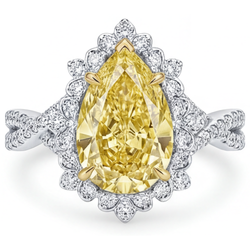 Elegant Fancy Gele Diamant Halo Verlovingsring 3 karaat