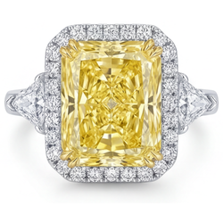 VVS Zuiverheid Fancy Gele Diamant Halo Zetting Ring 3 karaat