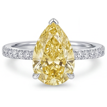 Afbeelding in Gallery-weergave laden, Peervormig Fancy Gele Diamant ring in 14K Witgoud – zijaanzicht
