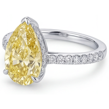 Afbeelding in Gallery-weergave laden, Premium Fancy Gele Diamant Ring 3 karaat – profielaanzicht
