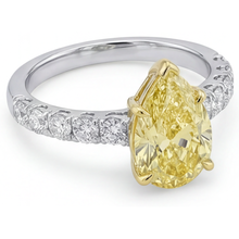Afbeelding in Gallery-weergave laden, Druppelvormig Fancy Gele Diamant ring in 14 Karaat Tweekleurig Goud – alternatief aanzicht
