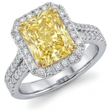 Afbeelding in Gallery-weergave laden, Sieraad Ring 14 Karaat Tweekleurig Goud met Fancy Gele Diamant – hoofdaanzicht
