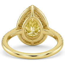 Afbeelding in Gallery-weergave laden, Druppelvormig Fancy Gele Diamant ring in 14K Geelgoud – detailaanzicht
