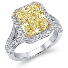 Afbeelding in Gallery-weergave laden, Fancy Gele Diamant Sieraad Ring 3,5-karaat Bicolor 14K Goud – hoofdaanzicht

