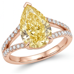 Luxueus Solitaire Ring met Accenten met VVS Fancy Gele Diamant