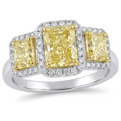 Tweekleurig 14K Goud VVS Zuiverheid Fancy Gele Diamant Statement