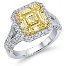 Afbeelding in Gallery-weergave laden, Fancy Gele Diamant Statement Ring 3,50 karaat 14 Karaat Tweekleurig Goud – hoofdaanzicht
