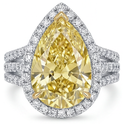 Briljant Fancy Gele Diamant Statement Ring 4 karaat