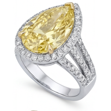 Afbeelding in Gallery-weergave laden, Briljant Fancy Gele Diamant Statement Ring 4 karaat – bovenaanzicht
