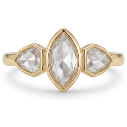 Fijne Diamant 3-Steens Ring – Antiek Rozet 1,75 karaat 14 Karaat