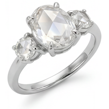 Afbeelding in Gallery-weergave laden, 3-Steens Ring 14K Witgoud met Fijne Diamant – vooraanzicht
