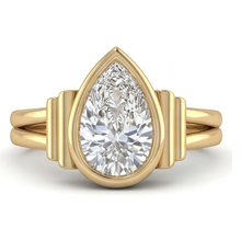 Afbeelding in Gallery-weergave laden, Fijne Diamant Drie-Steen Ring 2-karaat 14K Geelgoud – vooraanzicht
