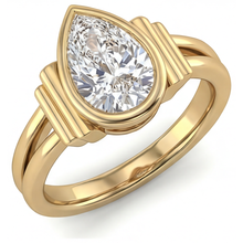 Afbeelding in Gallery-weergave laden, Fijne Diamant Drie-Steen Ring 2-karaat 14K Geelgoud – hoekaanzicht
