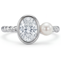 14K Witgoud Fijne Diamant Enkele Steen Ring – 1,50-karaat Ovaal