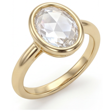 Afbeelding in Gallery-weergave laden, Fijne Diamant Ovaal Geslepen Enkele Steen Ring in 14K Geelgoud – vooraanzicht
