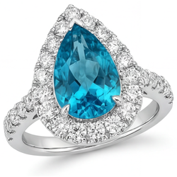 Fijne Diamant Halo Zetting Ring – Blauwe Diamant 3,5 karaat 14K