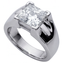 Afbeelding in Gallery-weergave laden, Fijne Diamant Heren Ring 3 karaat 14 Karaat Witgoud – zijaanzicht
