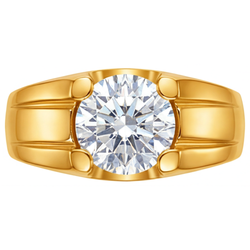 Fijne Diamant Rond Briljant Mannen Ring 2 karaat – 24K Yellow
