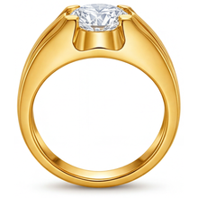 Afbeelding in Gallery-weergave laden, Fijne Diamant Mannen Ring 2-karaat 24K Yellow Gold – zijaanzicht
