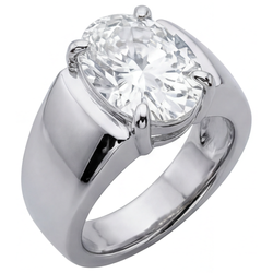 Ovaal Fijne Diamant Mannen Ring – 4 karaat in 14K Witgoud