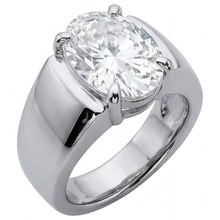 Afbeelding in Gallery-weergave laden, Fijne Diamant Ovaal Mannen Ring in 14K Witgoud – hoofdaanzicht
