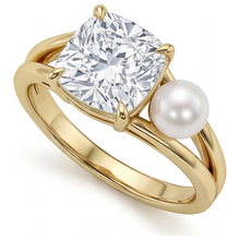 Afbeelding in Gallery-weergave laden, Cushion Fijne Diamant ring in 14K Geelgoud – hoekaanzicht
