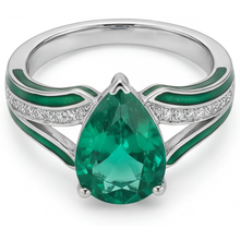 Afbeelding in Gallery-weergave laden, Edelsteen Ring 14K Witgoud met Fijne Smaragd – zijaanzicht
