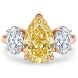 14K Rosé Goud VVS Gele Kanarie Diamant 3-Steens Ring 2 karaat