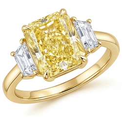 Gele Kanarie Diamant Edelsteen Ring – Radiant Slijpvorm 3,25